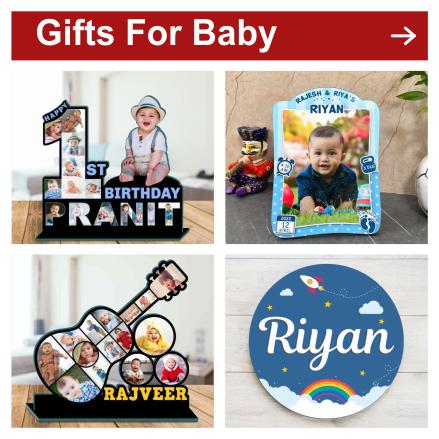 ApnaGift Customized Wooden Baby Photo Frame with Name and 15 Photos (Large)  - ApnaGift: Buy/Send Online Personlised Gifts to India